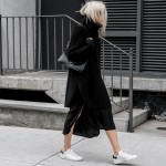 Slit Skirts + Sweaters + Sneakers